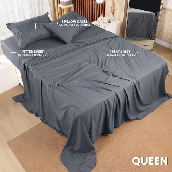 Utopia Bedding Queen Bed Sheets Set - 4 Piece Bedding - Brushed Microfiber - Shrinkage and Fade Resistant - Easy Care (Queen, Grey) - Image 5