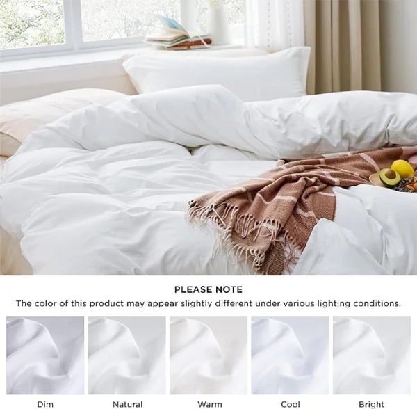 Bedsure White Duvet Cover Queen Size - Soft Prewashed Queen Duvet Cover Set, 3 Pieces, 1 Duvet Cover 90x90 Inches with Zipper Closure and 2 Pillow Shams, Comforter Not Included - Image 3